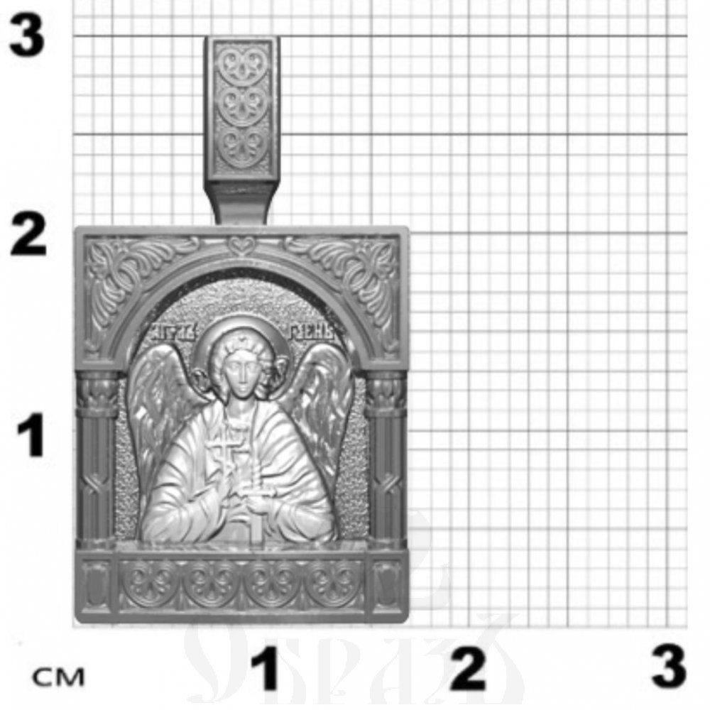 нательная икона ангел хранитель, серебро 925 проба с родированием (арт. 18.006р)