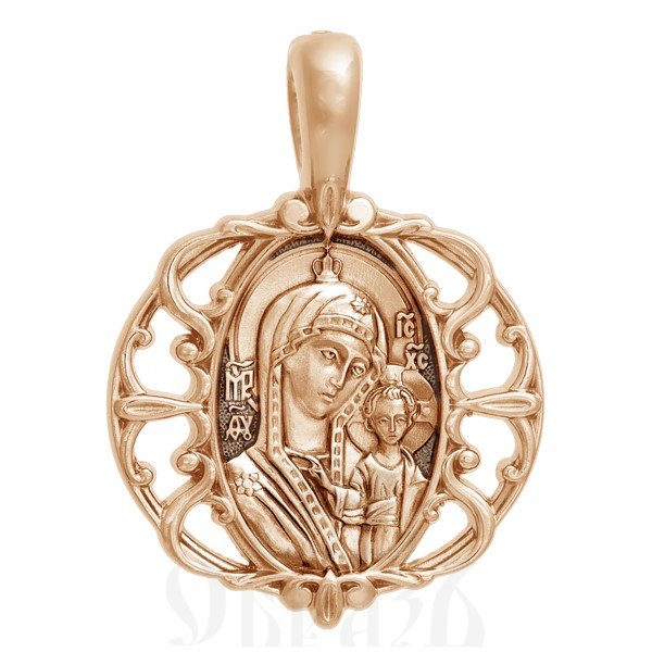 образок «казанская икона божией матери. молитва», золото 585 проба красное (арт. 202.244-1)