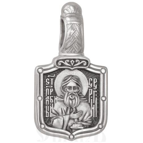 нательная икона «святой преподобный сергий радонежский. молитва», золото 585 пробы белый (арт. 202.725-3)