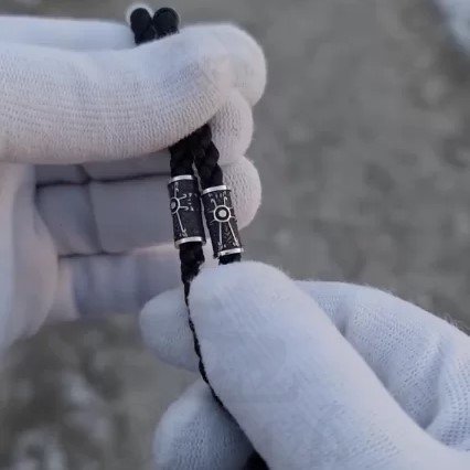 армянский крест «айкакан хач» со шнуром, серебро 925 проба эбен (арт. кэ006х)