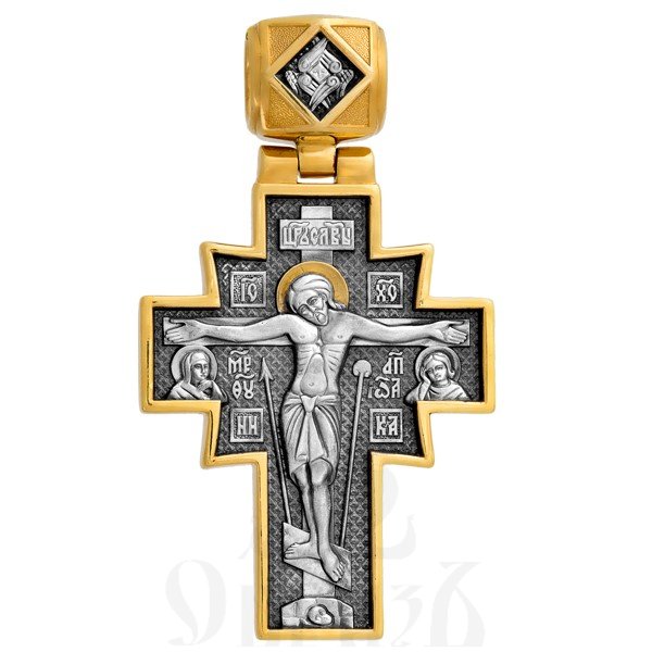крест «распятие. икона божией матери «неопалимая купина», серебро 925 проба с золочением (арт. 101.254)
